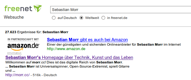 Sebastian Morr gibt es auch bei Amazon