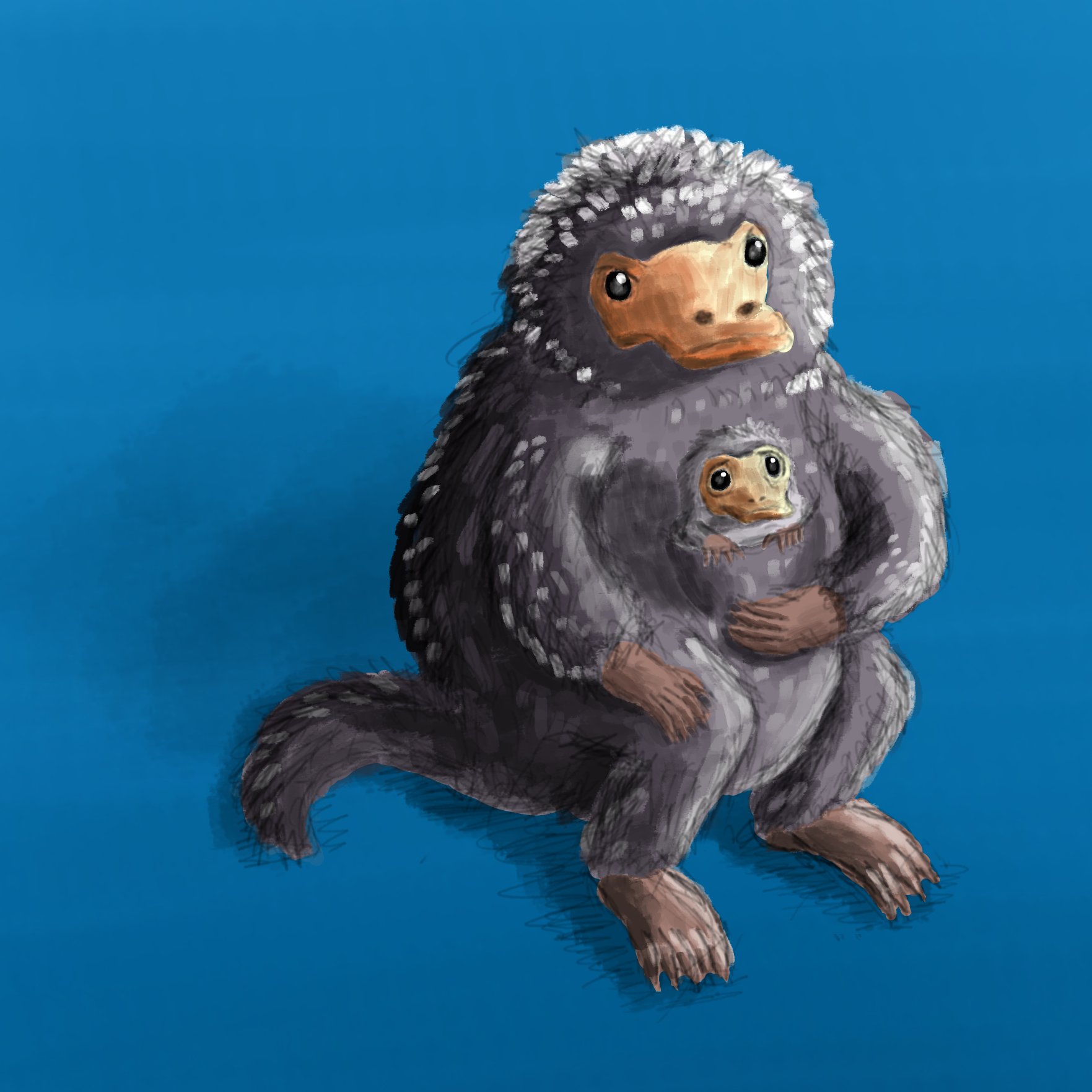 A niffler with a baby niffler in its pocket