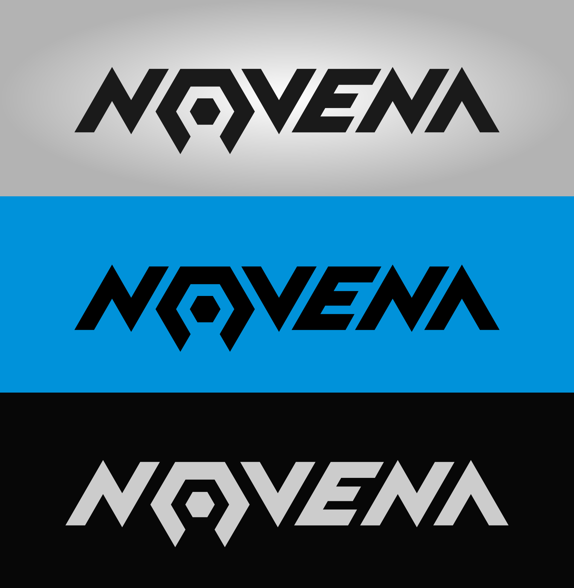 Novena logo on three different backgrounds